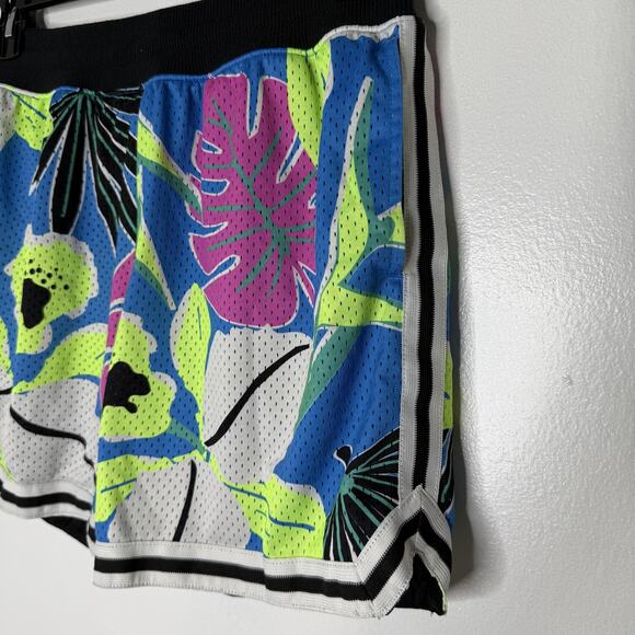 Chubbies Shorts Mens Large Blue Neon Floral Mesh Lined Athletic Swim Retro Style - Picture 2 of 7